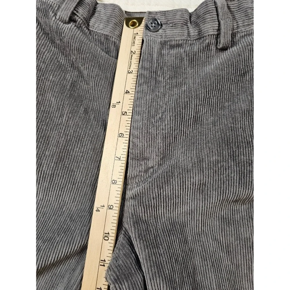 LL Bean Mens Grey Corduroy Pants Straight Leg Wide Wale Cotton Trousers 32x31